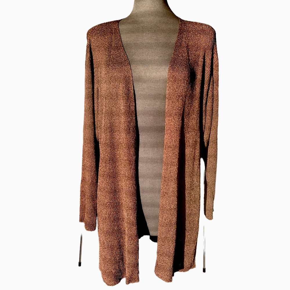 HARARI DARK BROWN OPEN FRONT CARDIGAN VINTAGE Excellent Pre-Owned Condition